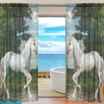 thumbnail image 1 of Coolnut 2PCS Unicorn in A Magical Forest Sheer Gauze Door Curtains, 78"x55" Window Curtain Drapes for Living Room Kids Bedroom Window Treatment Decor, 1 of 4