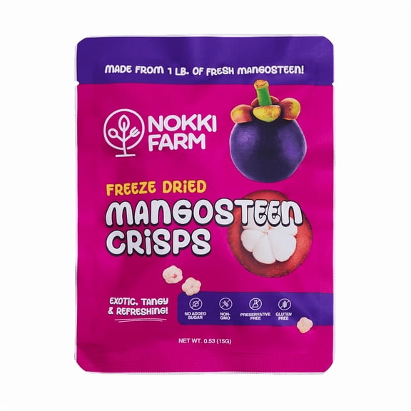 NOKKI FARM Freeze Mangosteen Fruit, Healthy & Exotic Tropical Superfood Snacks, Kid-Approved, No Added Sugar or Preservatives, Shelf-Stable, 0.53 Oz, 6 Pack