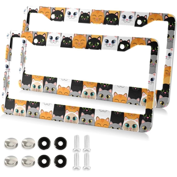 Coolnut 2pcs Cats License Plate Frame for Car Accessories Rustproof License Plate Cover with Screws for US Vehicles 12x6 Inch(549) Home Decor