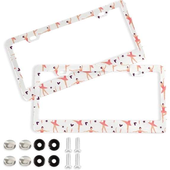Coolnut 2pcs Dancing Ballerinas License Plate Frame for Car Accessories Rustproof License Plate Cover with Screws for US Vehicles 12x6 Inch(55) Home Decor