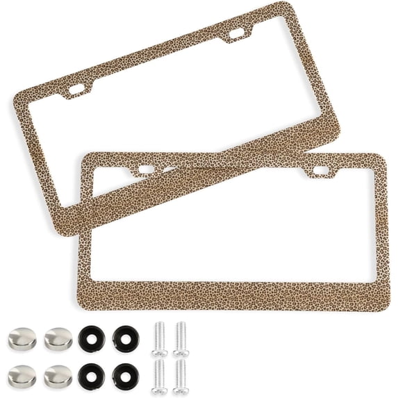 Coolnut 2pcs Leopard Texture License Plate Frame for Car Accessories Rustproof License Plate Cover with Screws for US Vehicles 12x6 Inch(44) Home Decor