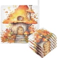 thumbnail image 1 of Coolnut 3 PCS Autumn Mushroom House Baby Muslin Washcloths, Watercolor Fall Leaves Face Towel Burp Cloths Ultra Soft Absorbent Cotton Bath Wipes Towels for Newborn Boys Girls, 1 of 6