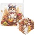 thumbnail image 1 of Coolnut 3 PCS Cute Cat Chef Baby Muslin Washcloths, Thanksgiving Pumpkin Face Towel Burp Cloths Ultra Soft Absorbent Cotton Bath Wipes Towels for Newborn Boys Girls, 1 of 6