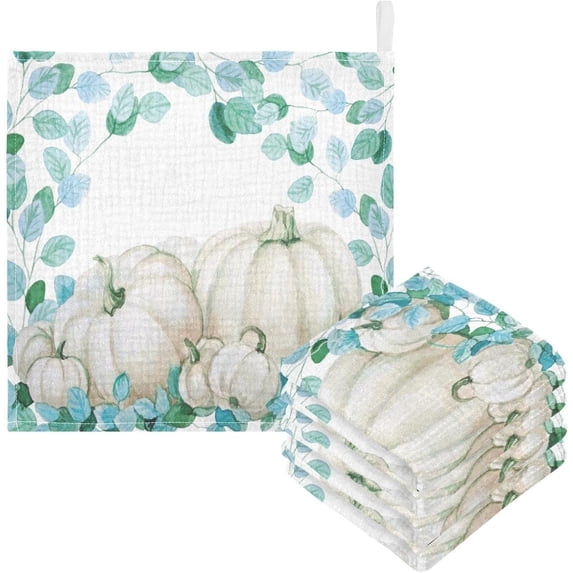 Coolnut 3 PCS Pumpkins Leaves Frame Baby Muslin Washcloths, Unique Autumn Face Towel Burp Cloths Ultra Soft Absorbent Cotton Bath Wipes Towels for Newborn Boys Girls