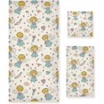 thumbnail image 1 of Coolnut 3 PCS Towel Angels Pattern Cotton Bath Towel Set (1 Bath Towel, 1 Hand Towel, 1 Washcloth) for Bathroom, Super Soft and Quick Dry Towels, 1 of 6