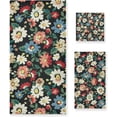 thumbnail image 1 of Coolnut 3 PCS Towel Multicoloured Flowers Cotton Bath Towel Set (1 Bath Towel, 1 Hand Towel, 1 Washcloth) for Bathroom, Super Soft and Quick Dry Towels, 1 of 6