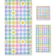 thumbnail image 1 of Coolnut 3 PCS Towel Rainbow Daisy Plaid Cotton Bath Towel Set (1 Bath Towel, 1 Hand Towel, 1 Washcloth) for Bathroom, Super Soft and Quick Dry Towels, 1 of 6