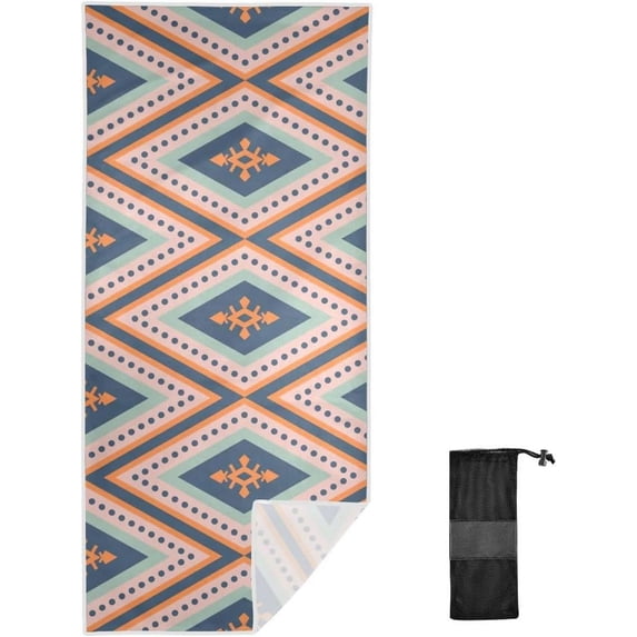 Coolnut 30"x60" Beach Towel with Travel Bag, Colorful Boho Southwest Oversized Sand Free Camping Towel Quick Dry Pool Bath Sport Towels