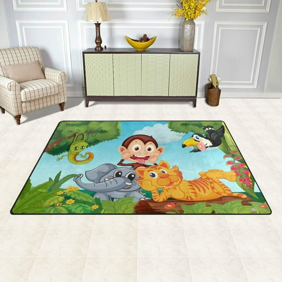 Coolnut 31x 20 Inch Area Rug, Carpet Animals at The Forest Doormat for Hardwood Floor Entrance Living Room Bedroom 2'7" x 1'8"