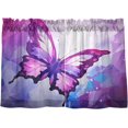 thumbnail image 1 of Coolnut 36 Inch Length Kitchen Curtains Purple Abstract Butterfly 2 Panels Half Window Sheer Curtains Rod Pocket Farmhouse Short Drapes for Bathroom Cafe Basement Home Decor, 1 of 6
