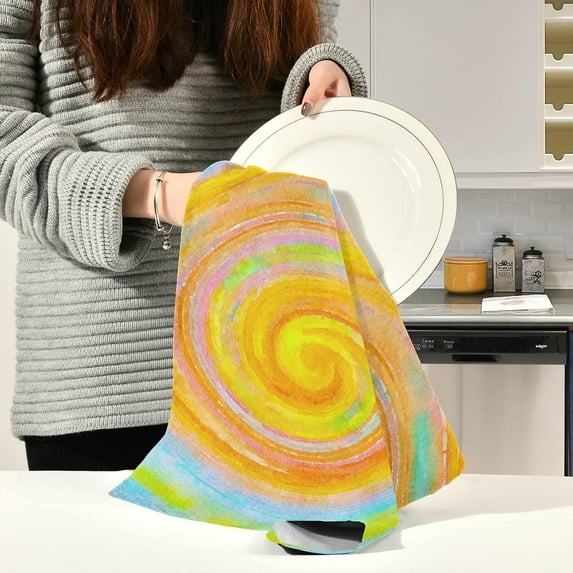 Coolnut 4 PCS Kitchen Dish & Tea Towels, Gradient Swirl Reusable Cloths for Cooking and Drying Dishes for Home Kitchen Cleaning, 28"x18"