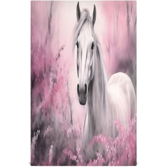 Coolnut 4 Pack White Horse Kitchen Towels Highly Absorbent, Super Soft Dishcloths 18 x 28 Inches Reusable Quick Drying Tea Towels Set for Home,Kitchen Decor Wash cloth