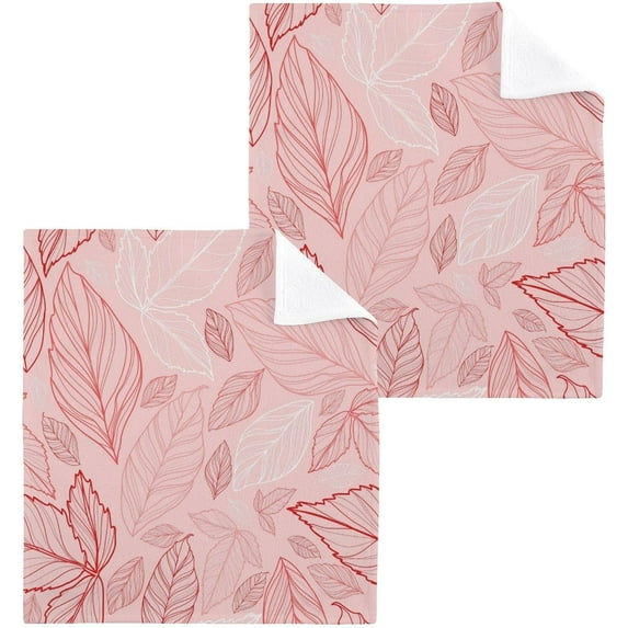 Coolnut 4PCS Pinke Legant Leaves Towels Cotton Washcloths Set,Quick Drying & Absorbent Soft Bathroom Hand Towel Lightweight & Portable Fingertip Towel Decor Gift