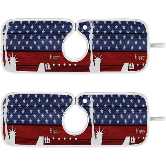 Coolnut 4th July Usa Independence Day 2PCS Faucet Absorbent Mat Kitchen Faucet Sink Splash Guard Microfiber Cloth Faucet Splash Catcher Water Absorbent Mat, Faucet Mat for Kitchen Sink 14x5in