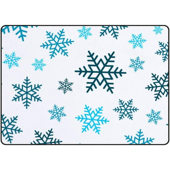 Coolnut 5'3" x 4' (63 x 48 in) Area Rug, Beautiful Snowflake on White Nursery Rug Floor Mat Kids Playing Mat for Living Room Bedroom