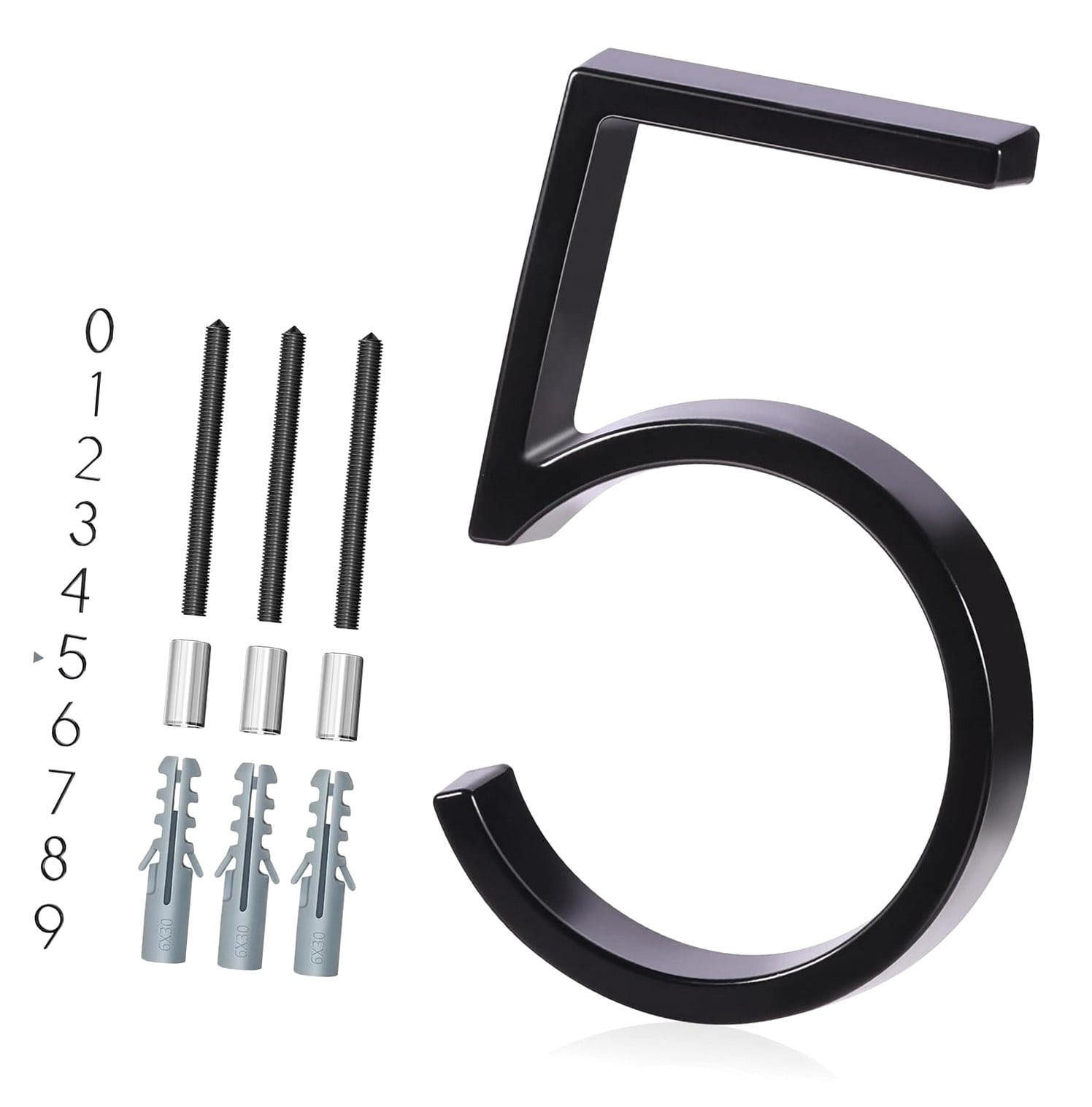Coolnut 5 Inch House Numbers for Outside, Metal Address Number 5 Design ...