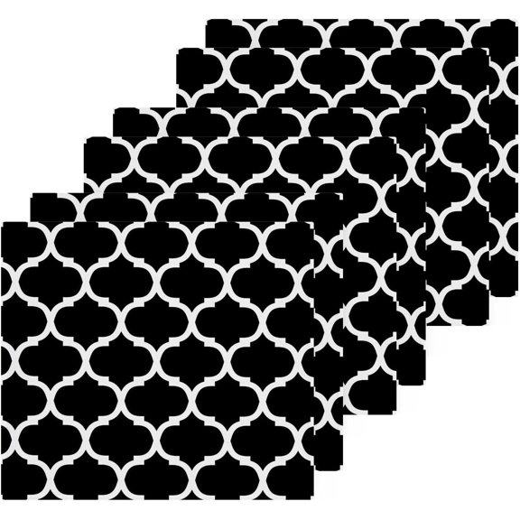 Coolnut 6 PCS Black Moroccan Washcloths, 12x12 Inches Cotton Wash Cloths, Highly Absorbent and Soft Face Towels for Bathroom,Gym,Hotel and Spa