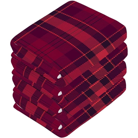 Coolnut 6 PCS Red & Purple Plaid Washcloths, 12 X 12 Inches Cotton Wash Cloths, Highly Absorbent and Soft Face Towels for Bathroom,Gym,Hotel and Spa