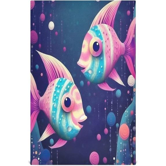 Coolnut 6 Pack Two Colorful Fish Kitchen Towels Highly Absorbent, Super Soft Dishcloths 18 x 28 Inches Reusable Quick Drying Tea Towels Set for Home,Kitchen Decor Wash cloth