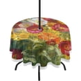 thumbnail image 1 of Coolnut 60" Beautiful Flower Outdoor Round Tablecloth, Waterproof Stain-Resistant Non-Slip Circular Tablecloth with Umbrella Hole and Zipper for Tabletop Backyard Party BBQ Decor, 1 of 7