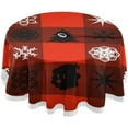 thumbnail image 1 of Coolnut 60" Christmas Checker Plaid Outdoor Round Tablecloth, Waterproof Stain-Resistant Non-Slip Circular Tablecloth with Umbrella Hole and Zipper for Tabletop Backyard Party BBQ Decor, 1 of 7