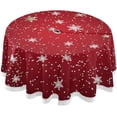 thumbnail image 1 of Coolnut 60" Christmas Snowflake Outdoor Round Tablecloth, Waterproof Stain-Resistant Non-Slip Circular Tablecloth with Umbrella Hole and Zipper for Tabletop Backyard Party BBQ Decor, 1 of 7