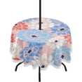thumbnail image 1 of Coolnut 60" Chrysanthemum Flower Round Tablecloth, Waterproof Spillproof Polyester Fabric Table Cover with Zipper Umbrella Hole for Outdoor Patio Garden Dining Party, 1 of 7