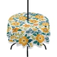 thumbnail image 1 of Coolnut 60" Chrysanthemum Flower Round Tablecloth, Waterproof Spillproof Polyester Fabric Table Cover with Zipper Umbrella Hole for Outdoor Patio Garden Dining Party, 1 of 7