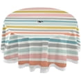 thumbnail image 1 of Coolnut 60" Colorful Stripes Outdoor Round Tablecloth, Waterproof Stain-Resistant Non-Slip Circular Tablecloth with Umbrella Hole and Zipper for Tabletop Backyard Party BBQ Decor, 1 of 7
