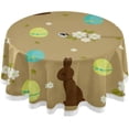 thumbnail image 1 of Coolnut 60" Easter Bunny Eggs Outdoor Round Tablecloth, Waterproof Stain-Resistant Non-Slip Circular Tablecloth with Umbrella Hole and Zipper for Tabletop Backyard Party BBQ Decor, 1 of 7