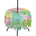 thumbnail image 1 of Coolnut 60" Flamingos Tropical Foliage Outdoor Round Tablecloth, Waterproof Stain-Resistant Non-Slip Circular Tablecloth with Umbrella Hole and Zipper for Tabletop Backyard Party BBQ Decor, 1 of 7