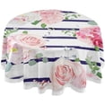 thumbnail image 1 of Coolnut 60" Floral Stripes Outdoor Round Tablecloth, Waterproof Stain-Resistant Non-Slip Circular Tablecloth with Umbrella Hole and Zipper for Tabletop Backyard Party BBQ Decor, 1 of 7