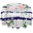 thumbnail image 1 of Coolnut 60" Floral Stripes Outdoor Round Tablecloth, Waterproof Stain-Resistant Non-Slip Circular Tablecloth with Umbrella Hole and Zipper for Tabletop Backyard Party BBQ Decor, 1 of 7
