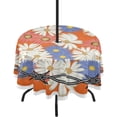 thumbnail image 1 of Coolnut 60" Flowers Leaves Outdoor Round Tablecloth, Waterproof Stain-Resistant Non-Slip Circular Tablecloth with Umbrella Hole and Zipper for Tabletop Backyard Party BBQ Decor, 1 of 7