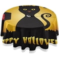 thumbnail image 1 of Coolnut 60" Halloween Cat Outdoor Round Tablecloth, Waterproof Stain-Resistant Non-Slip Circular Tablecloth with Umbrella Hole and Zipper for Tabletop Backyard Party BBQ Decor, 1 of 7