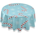 thumbnail image 1 of Coolnut 60 Inch Round Tablecloth - Christmas Candy Canes Waterproof Spill-Proof Table Cloth with Lace Washable Fabric Table Cover for Dining Tables, Kitchen and Parties House Decor, 1 of 7