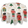 thumbnail image 1 of Coolnut 60 Inch Round Tablecloth - Christmas Nutcracker Waterproof Spill-Proof Table Cloth with Lace Washable Fabric Table Cover for Dining Tables, Kitchen and Parties House Decor, 1 of 7