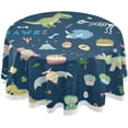 thumbnail image 1 of Coolnut 60 Inch Round Tablecloth - Cute Dinosaur Waterproof Spill-Proof Table Cloth with Lace Washable Fabric Table Cover for Dining Tables, Kitchen and Parties House Decor, 1 of 7