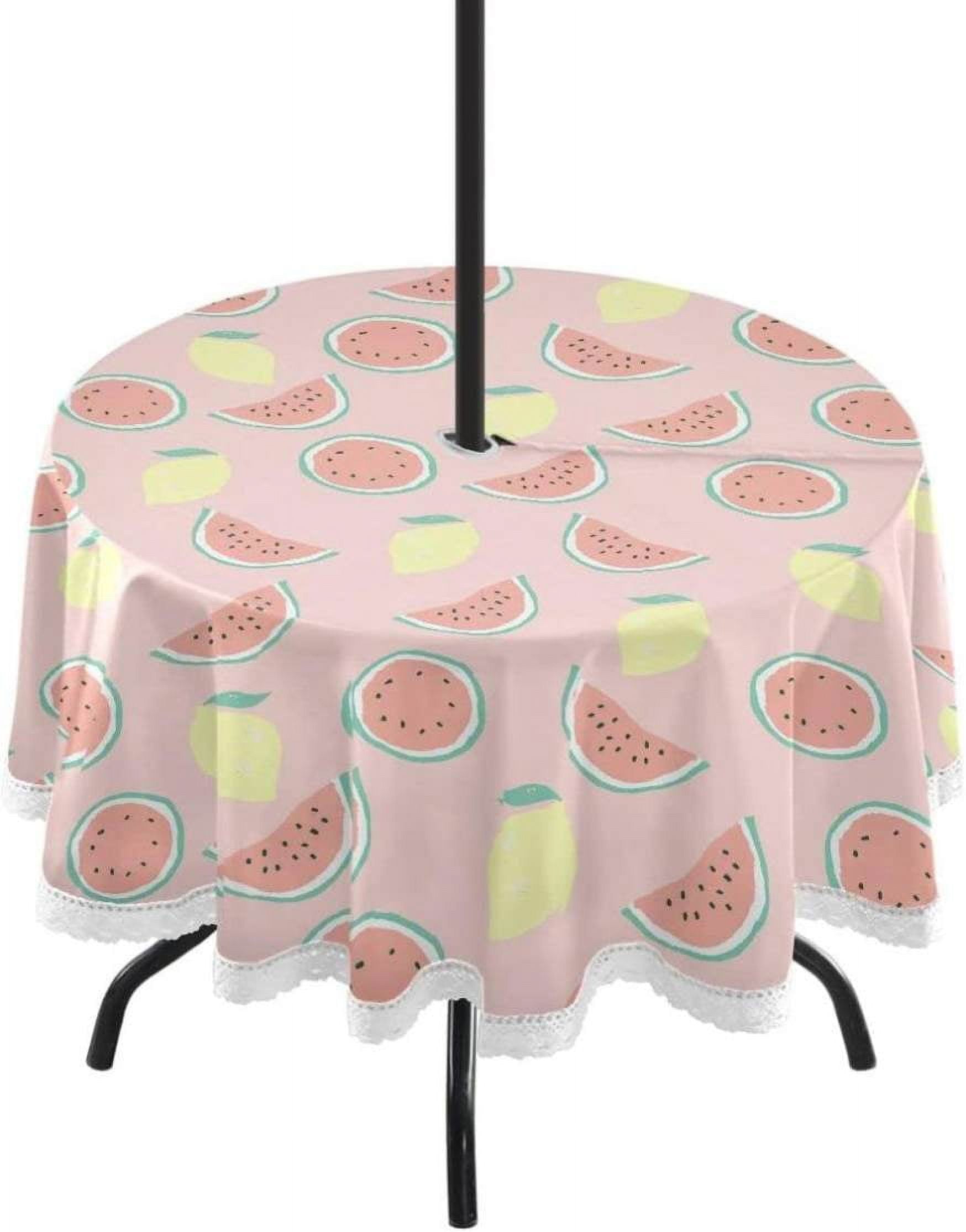 Coolnut 60" Lemon Outdoor Tablecloth with Umbrella Hole and Zipper