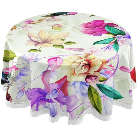 Coolnut 60" Magnolia and Gladiator Round Tablecloth, Table Cover Water Resistant Spill Proof Large Table Cover for Indoor & Outdoor Family Gathering Dinner, Hotel, BBQ