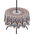 thumbnail image 1 of Coolnut 60" Mandala Outdoor Round Tablecloth, Waterproof Spillproof Polyester Fabric Table Cover with Zipper Umbrella Hole for Patio Garden Dining Party, 1 of 7