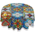 thumbnail image 1 of Coolnut 60" Mexican Talavera Outdoor Round Tablecloth Waterproof Stain-Resistant Non-Slip Polyester Tablecloth with Umbrella Hole and Zipper for Tabletop Backyard Party BBQ Decor, 1 of 7