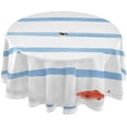 thumbnail image 1 of Coolnut 60" Red Fish Blue Stripes Outdoor Round Tablecloth, Waterproof Stain-Resistant Non-Slip Circular Tablecloth with Umbrella Hole and Zipper for Tabletop Backyard Party BBQ Decor, 1 of 7