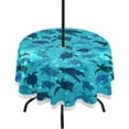 thumbnail image 1 of Coolnut 60" Sea Turtle Round Tablecloth, Waterproof Spillproof Polyester Fabric Table Cover with Zipper Umbrella Hole for Outdoor Patio Garden Dining Party, 1 of 7