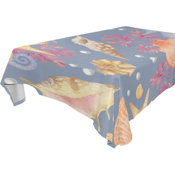 Coolnut 60"X90" Watercolor Sea Pattern On Grey Tablecloth, Modern Table Cover for Home Decoration Spill Proof Cloth Washable for Dinner Picnices