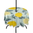 thumbnail image 1 of Coolnut 60" Yellow Lemons Outdoor Round Tablecloth, Waterproof Stain-Resistant Non-Slip Circular Tablecloth with Umbrella Hole and Zipper for Tabletop Backyard Party BBQ Decor, 1 of 7