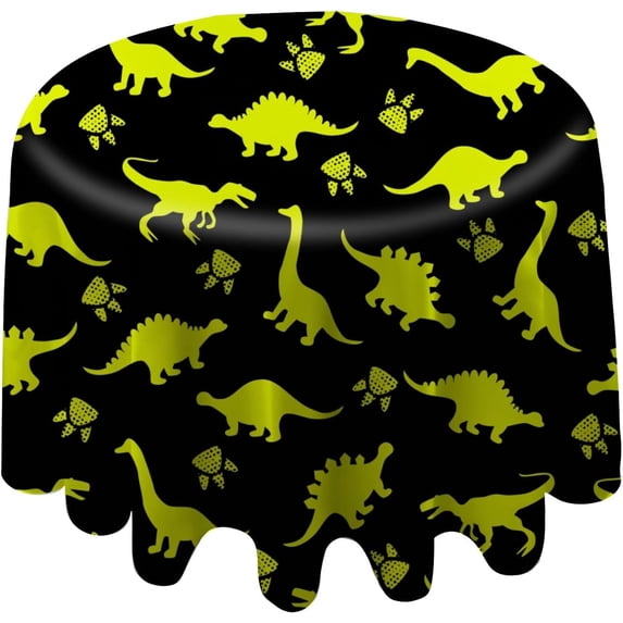 Coolnut 60"x60" Round Tablecloth, Colorful Dinosaurs Modern Table Cover for Home Decoration Washable Table Cloth for Dinner Picnic