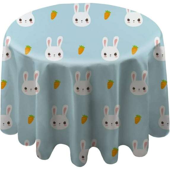 Coolnut 60"x60" Round Tablecloth, Easter Bunny Head Carrot Modern Table Cover for Home Decoration Washable Table Cloth for Dinner Picnic