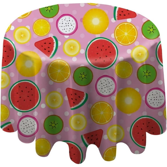 Coolnut Round Tablecloth Fresh Fruits Modern Table Cover for Home Decoration Washable Table Cloth for Dinner Picnic 60in