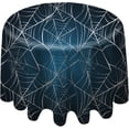 thumbnail image 1 of Coolnut 60"x60" Round Tablecloth, Halloween Spider Web On Blue Modern Table Cover for Home Decoration Washable Table Cloth for Dinner Picnic, 1 of 5